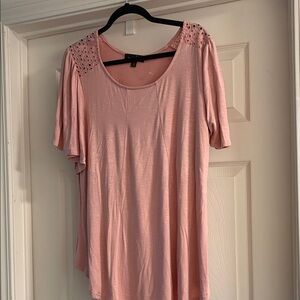 Suzanne Betro Pink Women's Top with Eyelet Shoulders